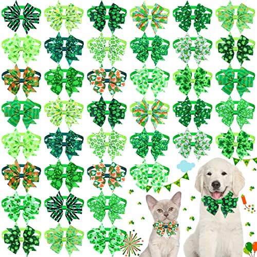Talltalk 60 Pcs St Patricks Day Dog Bow Ties Collar