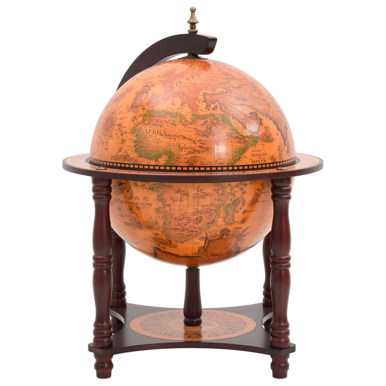 Homgoday Bar à Globo Porte-vin marron en bois massif d'eucalyptus, peu encombrant, armoire d'extérieur, mobilier d'extérieur pour salon, bureau, chambre à coucher, salle de bain