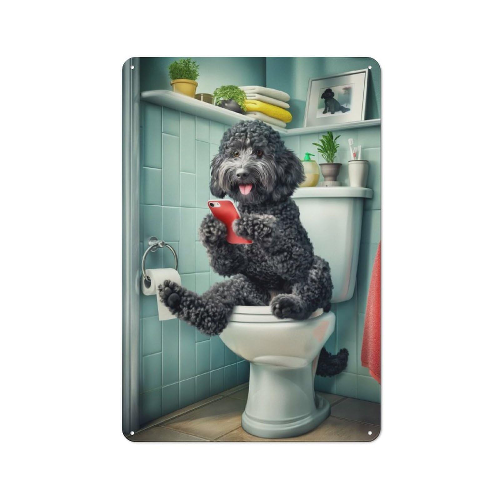Junmoney Black Cockapoo Bathroom For Man Cave Or Games Room, Retro Tin Sign 30X20cm, A Christmas Gift For People Styling Man Cave And Games Room