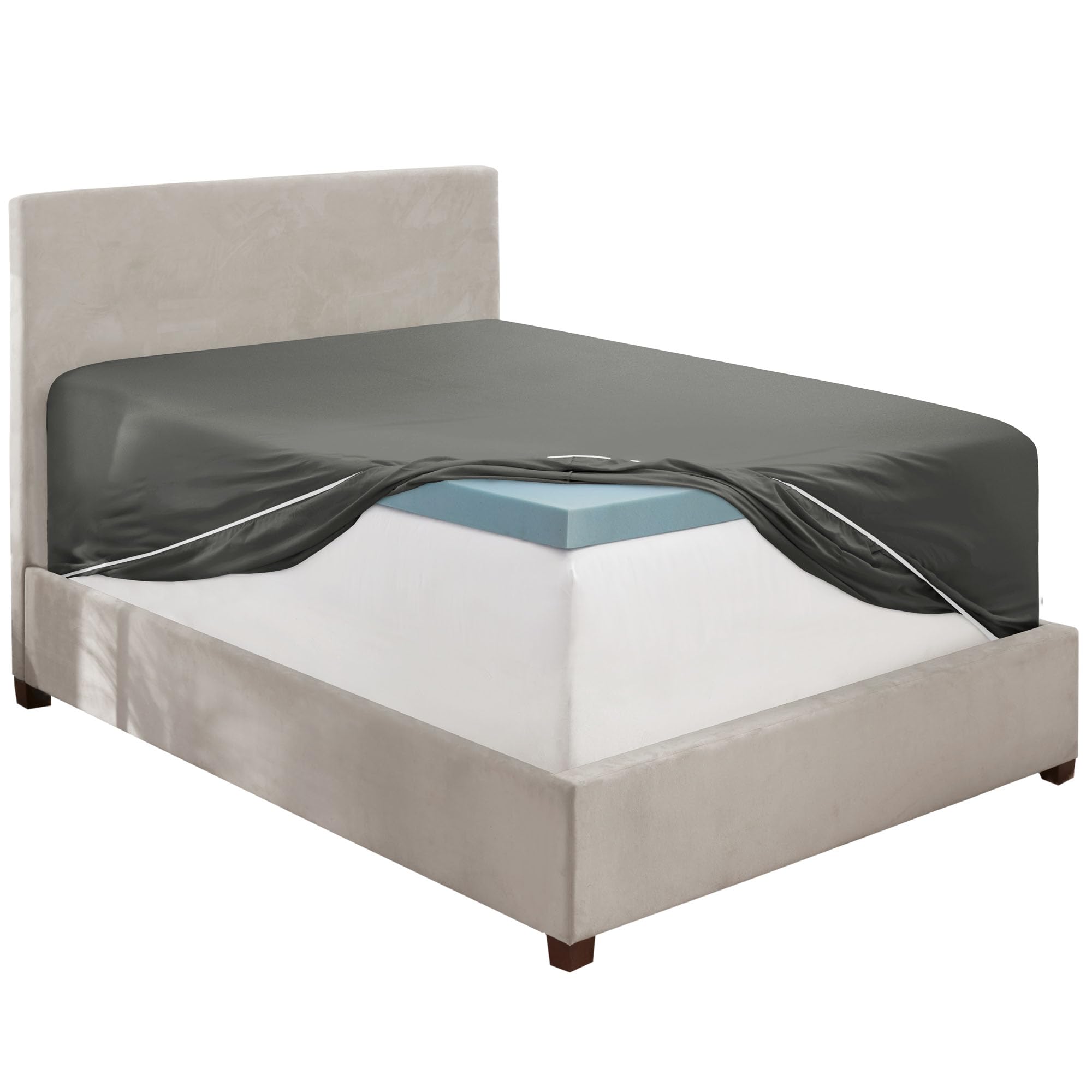 Hearth & Harbor Extra Deep Pocket King Fitted Sheet, Grey Fitted Sheet King Size, 1800 Microfiber King Fitted Sheet Only, Ultra Soft King Bed Fitted Sheet Fits up to 24 '' Mattress