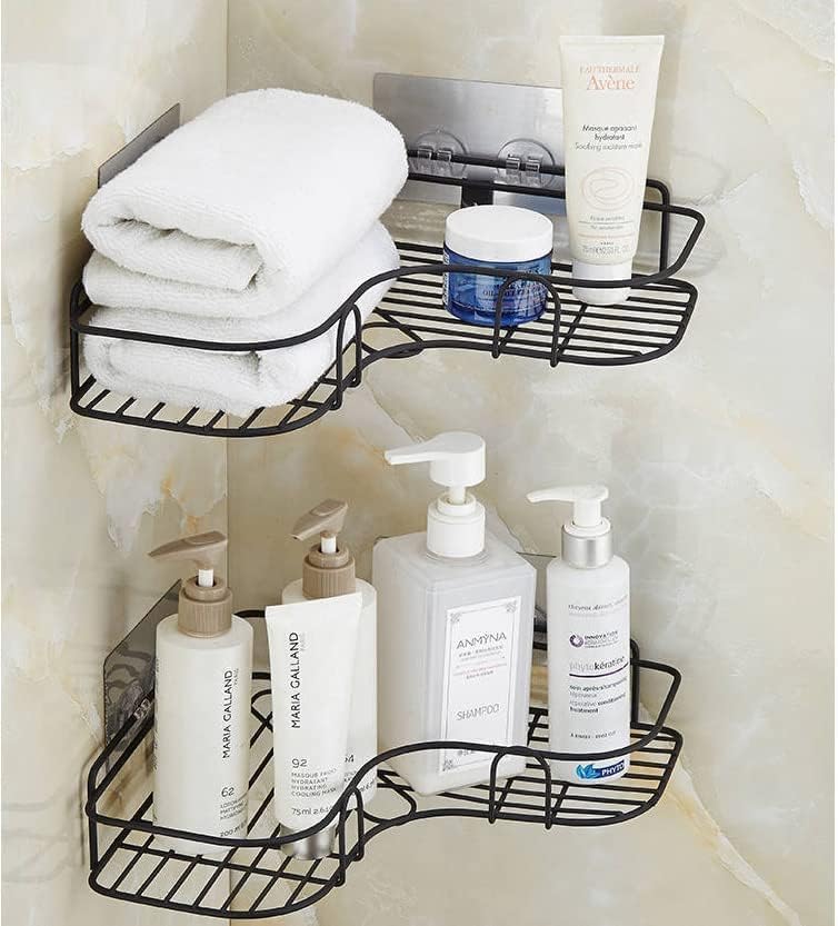 Image of Multipurpose Organizer Shelf | Remote Set Top Box WiFi Router Stand | Wall Shelves Adhesive for Bathroom Shampoo Towel and Soap Holder - Corner Iron