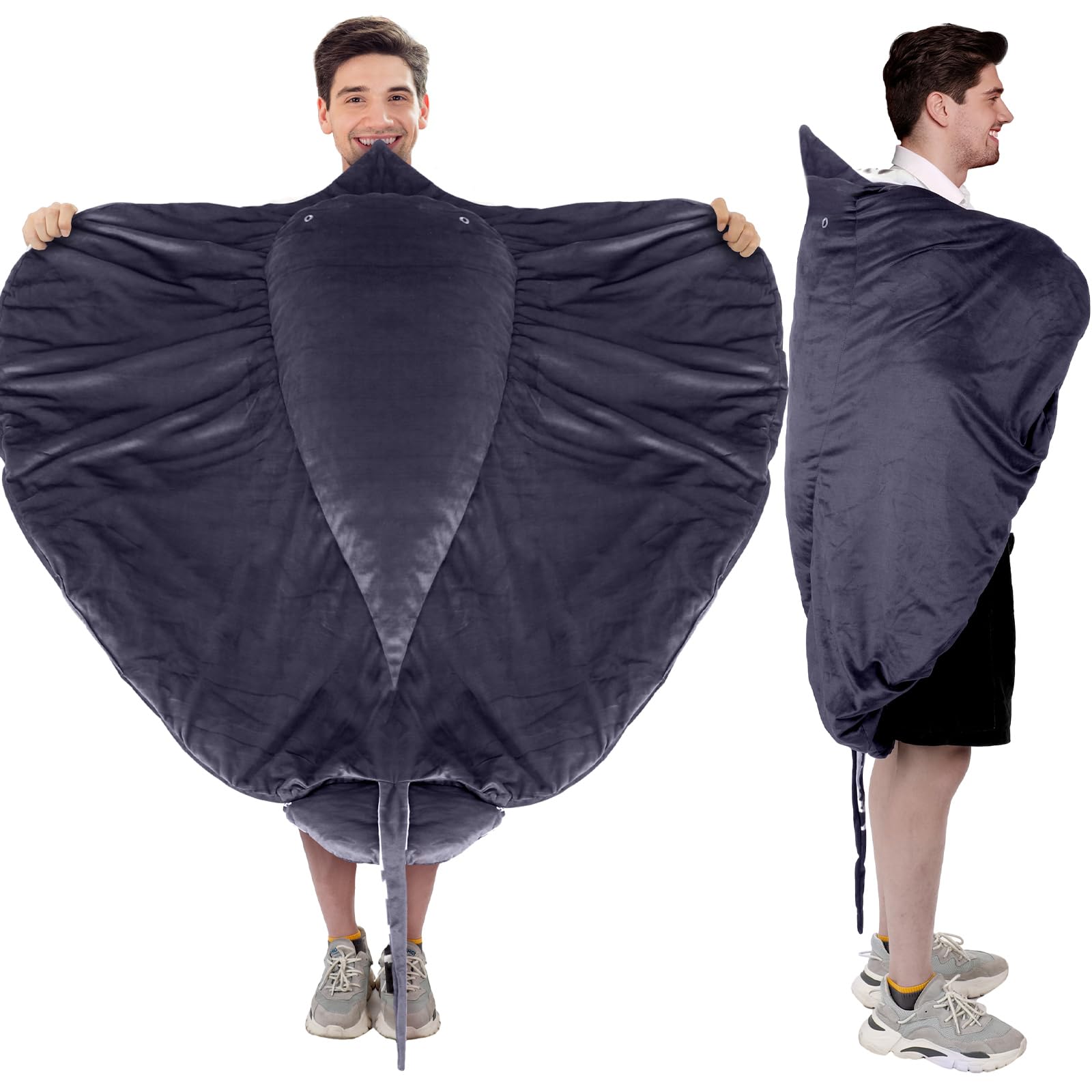 Ganeen Devil Fish Manta Ray Animals Soft Plush Stuffed 50 x 50'' Kawaii Office Blanket Mat Carpet Cute Hugging Pillow Airplane Men Woman Home Decor