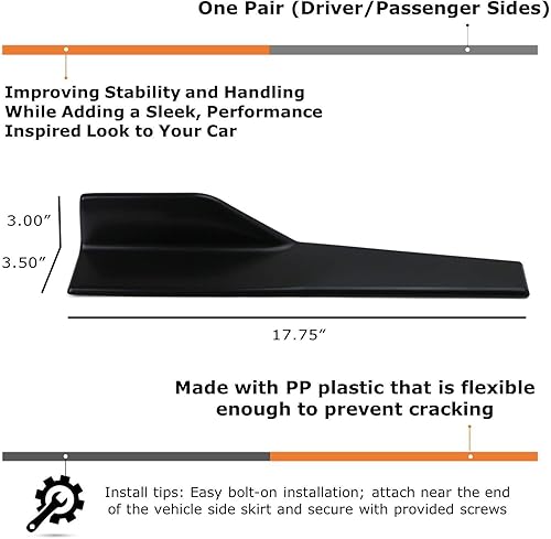 Miniatura 2 de iJDMTOY - Faldón lateral izquierdo/derecho PP universal para auto