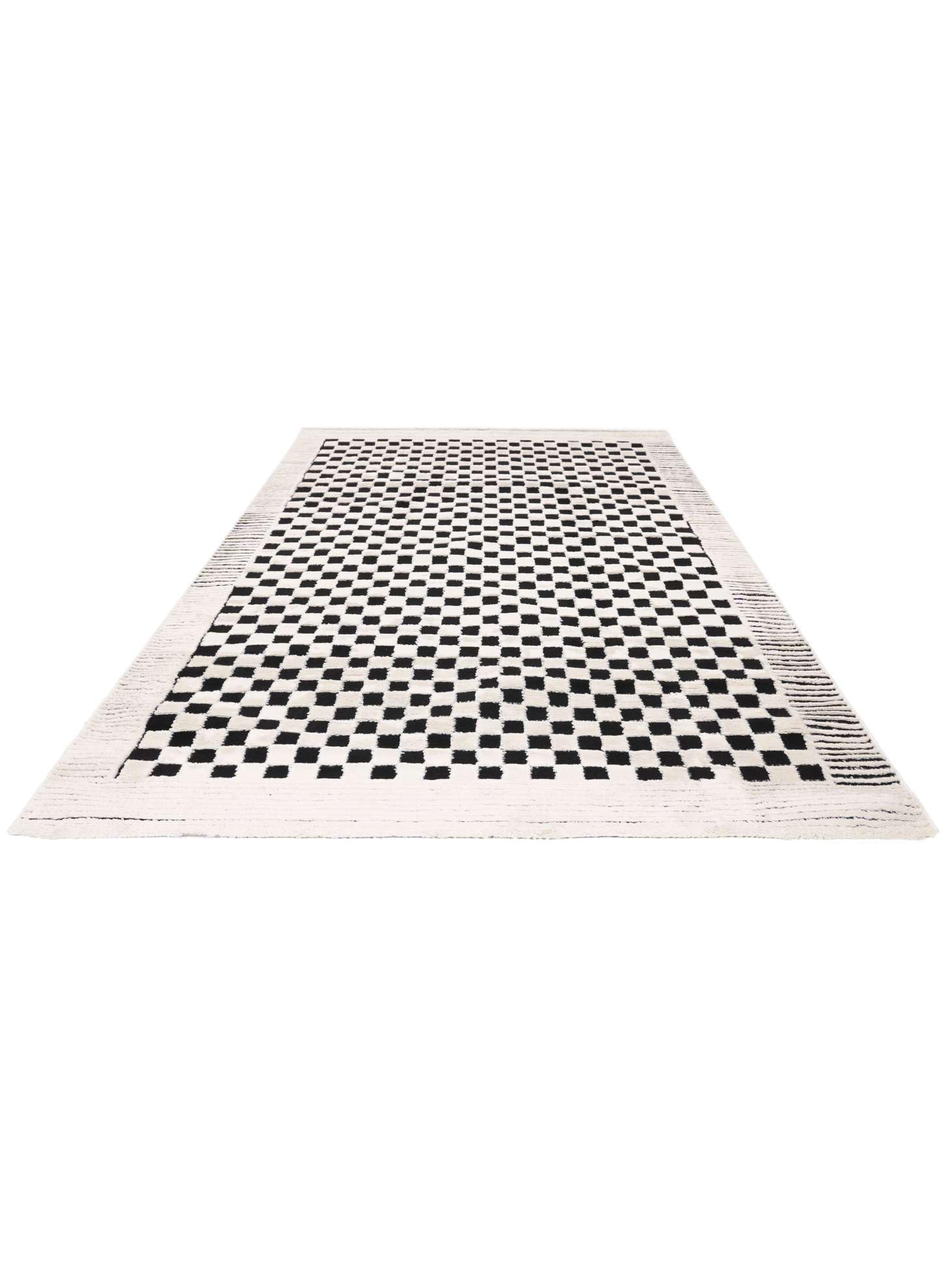 RugVista Gambit, Dywan, Nowoczesne, 140 x 200 cm, Prostokąt, Wysoki, Czyścić wyłącznie chemicznie, oeko_tex_100, Kremowa biel/Czarny