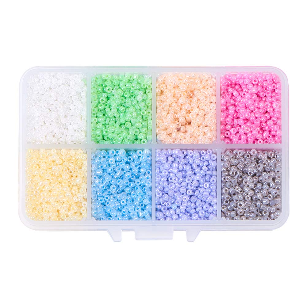 PH PandaHall Elite About 12500 Pcs 12 0 Multicolor Beading Glass Seed Beads 8 Colors Round Pony Bead Mini Spacer Czech Beads Diameter 2Mm For Jewelry Making 12/0 - Diameter 2mm 8 Colors-12500 Pcs 3