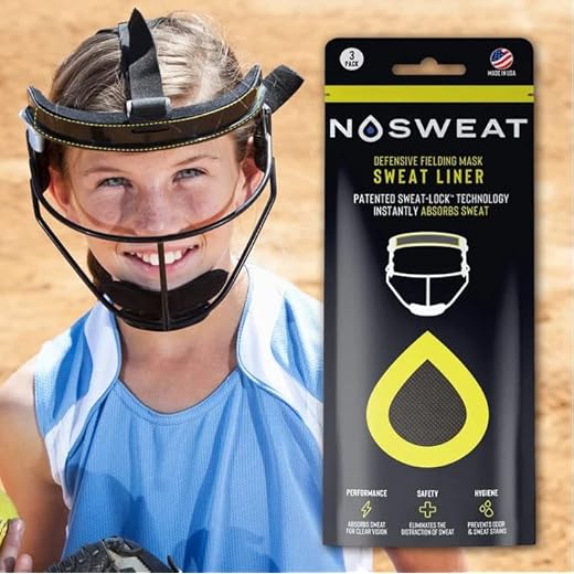 Softball Fielding Mask Defensive Sweat Liner - Face Guard by NoSweat Patented Technology (3)