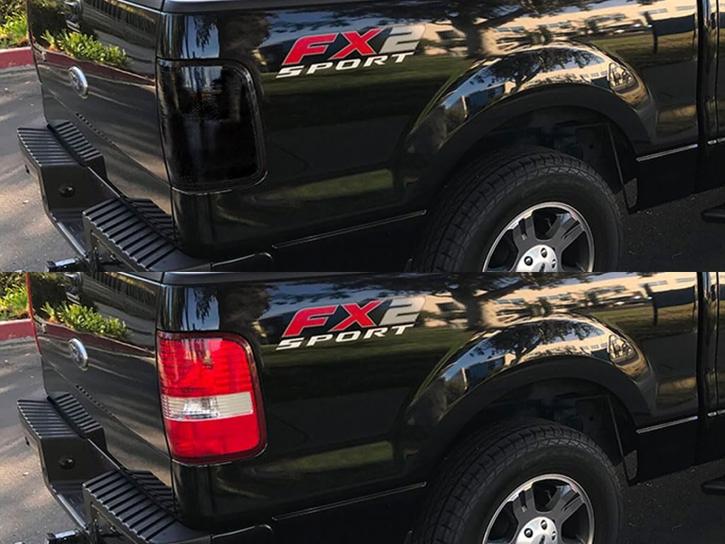 Rvinyl Tail Light Pre Cut Film Tint Cover Kit in Smoke Compatible with Ford F-150 2004-2008 - Adhesive Backs