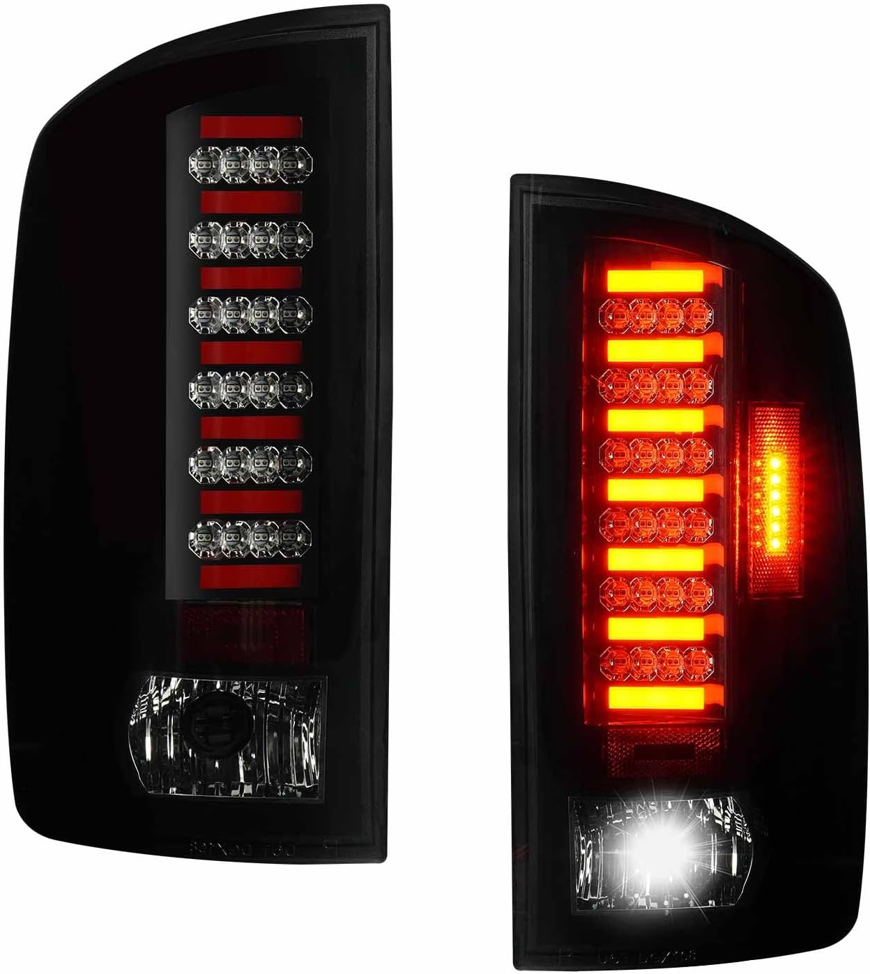 LED Rear Tail Light Assembly Brake Lamps for 2002-2006 Ram 1500, 2003-2006 Ram 2500 3500 Chrome Smoke Lens, Only Fit Factory Incandescent Models