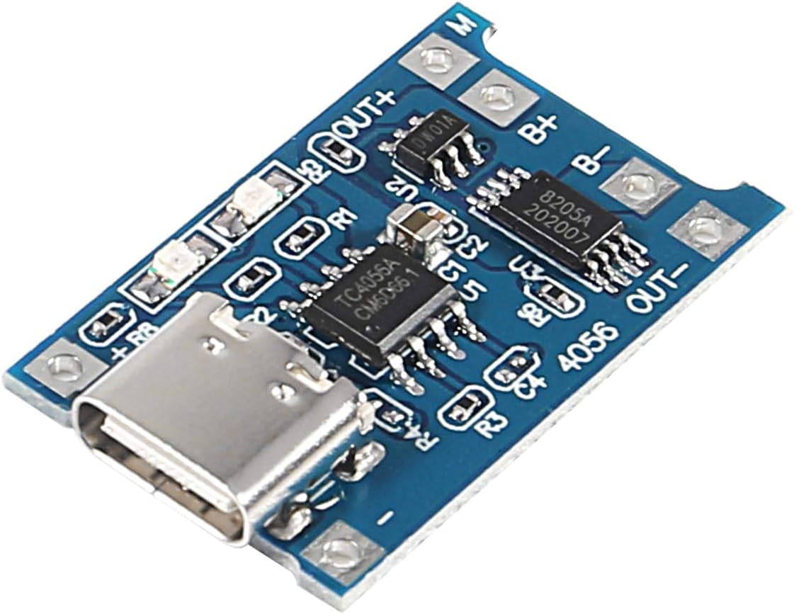 Top view of a single TP4056 charger module with Type-C port