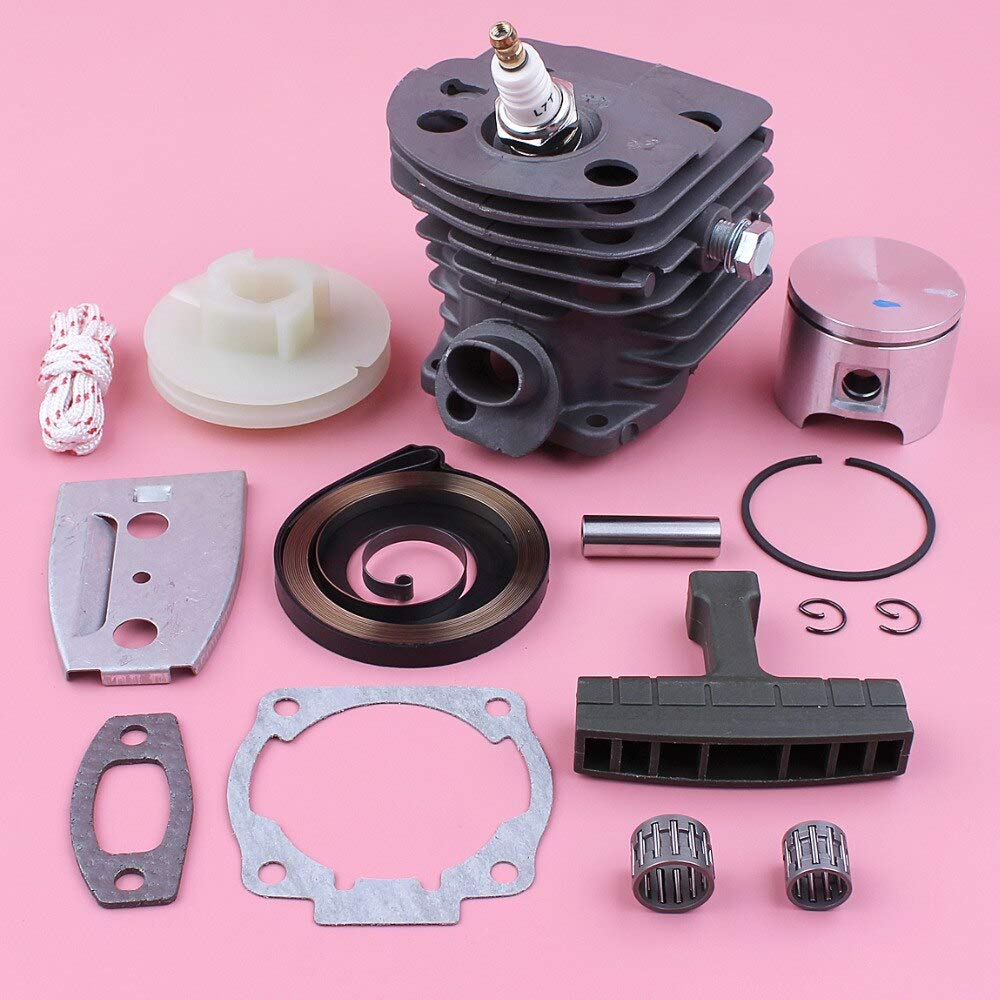 Accesorios Kit de pistón de cilindro de 46mm, polea de arranque de retroceso, mango de resorte, cuerda de agarre para compatible con Husqvarna 55 51, pieza de repuesto de motosierra, бензопила (Color