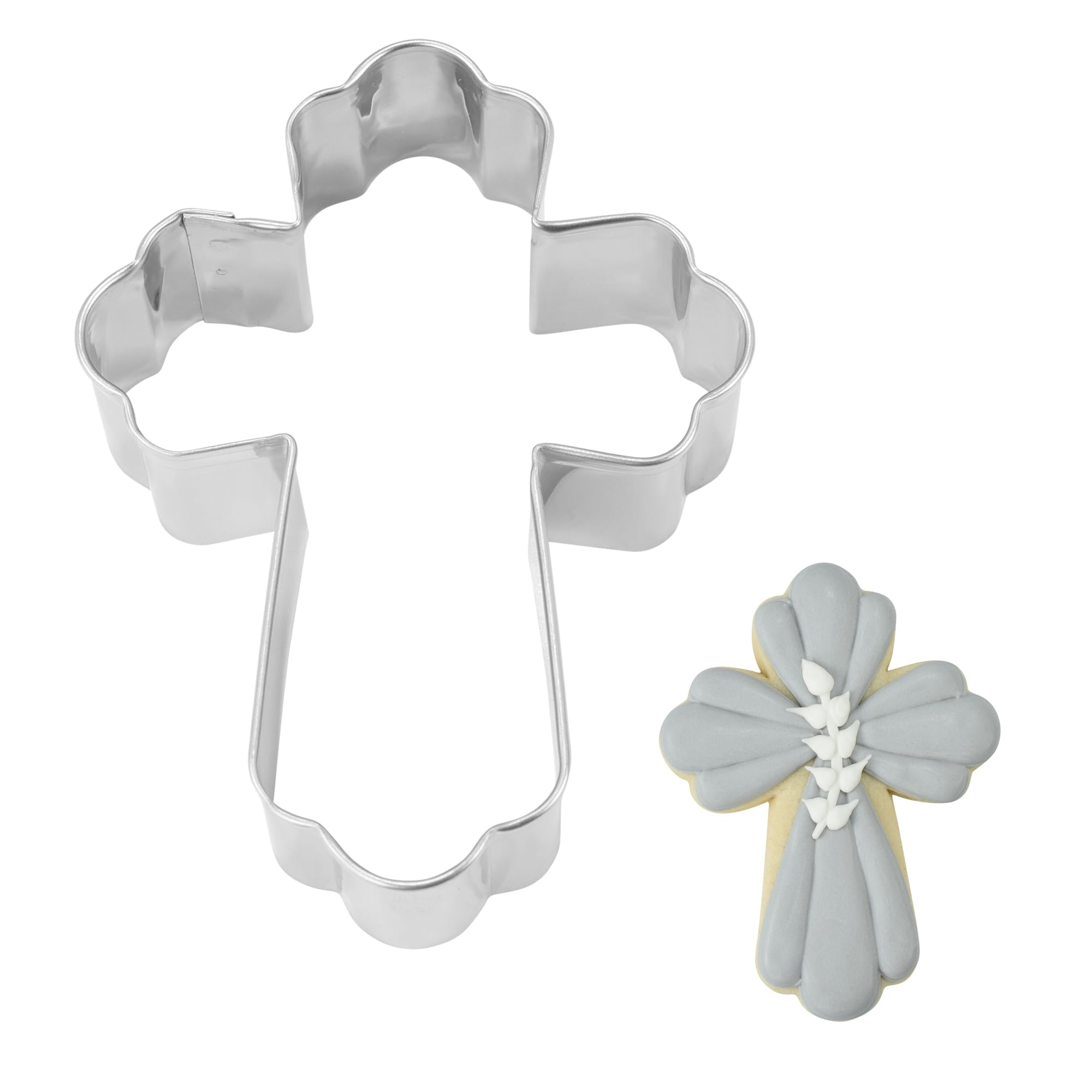 R&M Elegante cortador de galletas con forma de cruz de acero inoxidable de 3.5 pulgadas