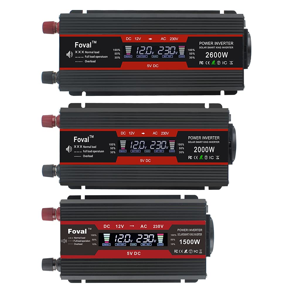 Inversor Inversor de Pantalla 1500W/2000W/2600W DC 12V a convertidor Transformador Voltaje Solar CA 220V(2600w)