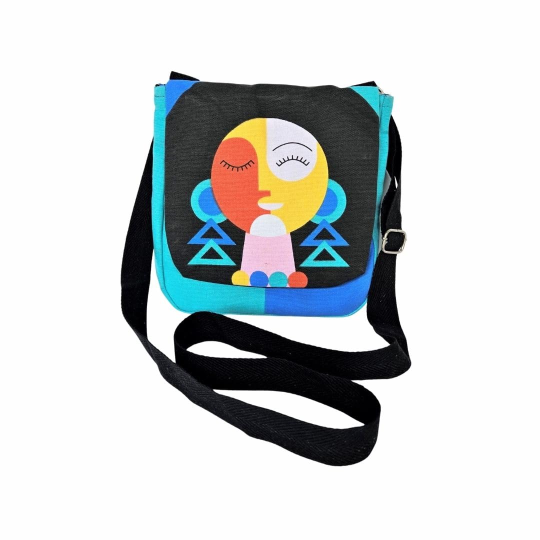 green craft Canvas Sling Bag for Women | (9 X 10 X 1.5) Inch | Designing Sling Bag Series, Shopping & College Bag with Adjustable Strap - Multicolor-picture-33