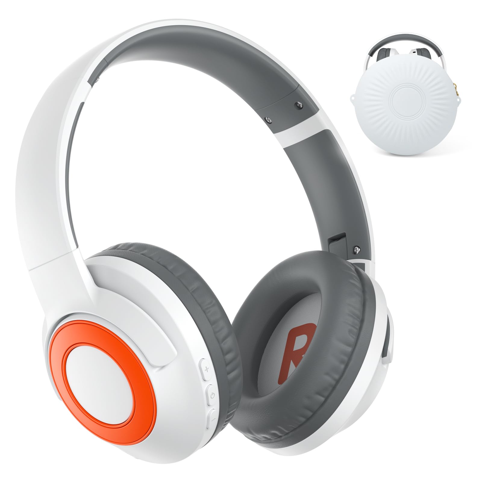TONOSHARK Cuffie Wireless Bluetooth Bambini, Cuffie Antirumore Bambini Leggera, 60h Autonomia, Wireless Over-Ear Con Microfono, Pieghevoli, Custodia Inclusa, Per Scuola e Viaggi (Bianche)