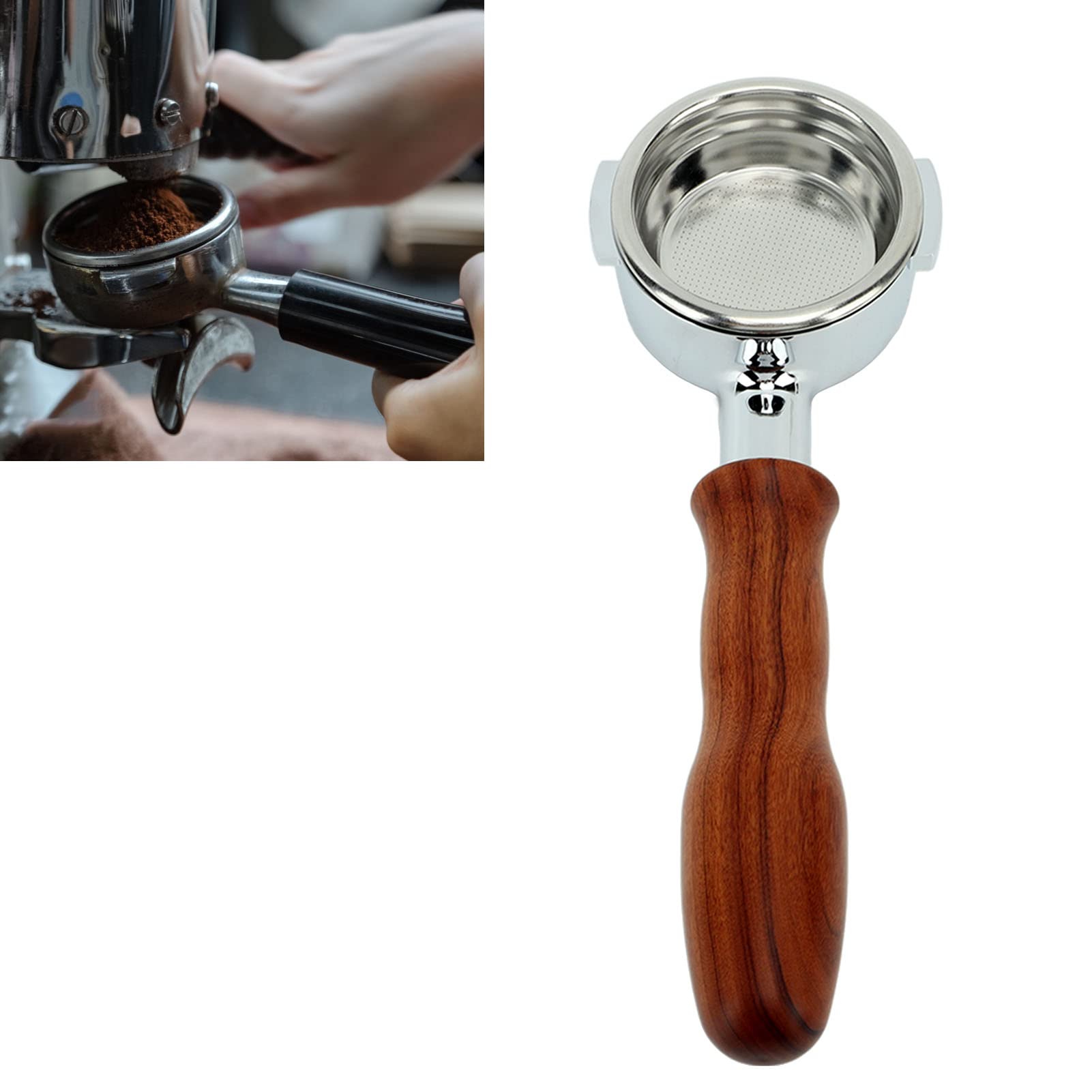 Portafiltro de café 58 mm E61 Filtro sin fondo de una sola capa con cesta de aleación de aluminio de 2 orejas y portafiltro de mano con mango de madera maciza (plástico C2 negro) ( Color : D Redwood )