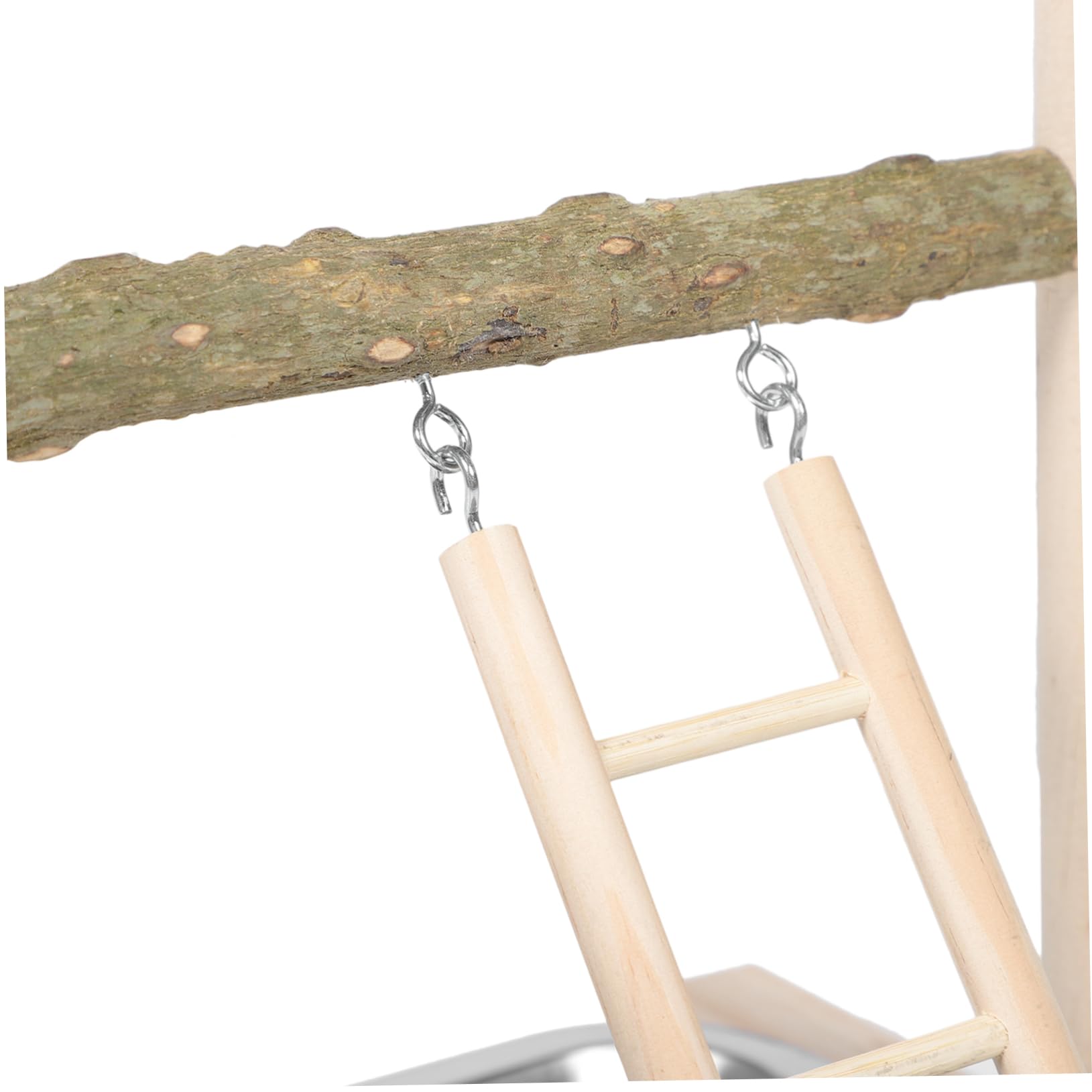 Housoutil de Madera para Pájaros Percha Natural y Comedero Doble, Estación de Entrenamiento para Aves Que Fomenta Ejercicio y Mejora Coordinación