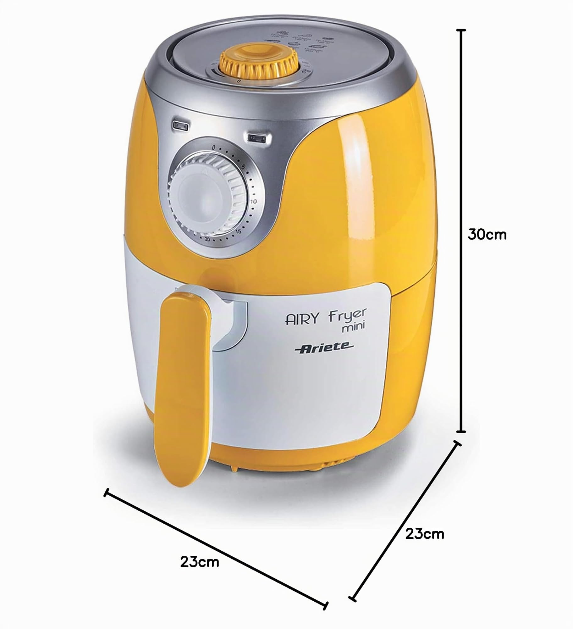 Ariete 4615 - Mini freidora saludable Airy, sin aceite, temporizador,1000 W, amarillo y blanco