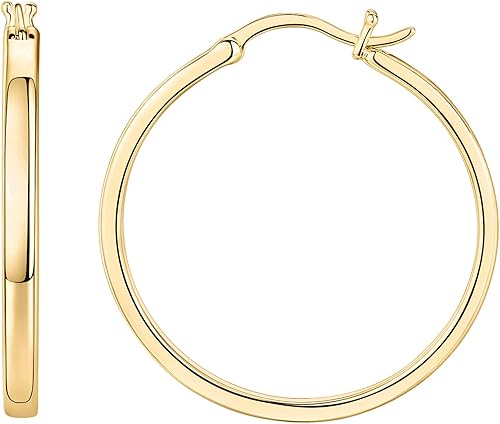 PAVOI Aretes ligeros de plata de ley 925 chapados en oro de 14 quilates Aretes de aro de 0.78 a 1.18 pulgadas Aretes de aro de oro para mujer