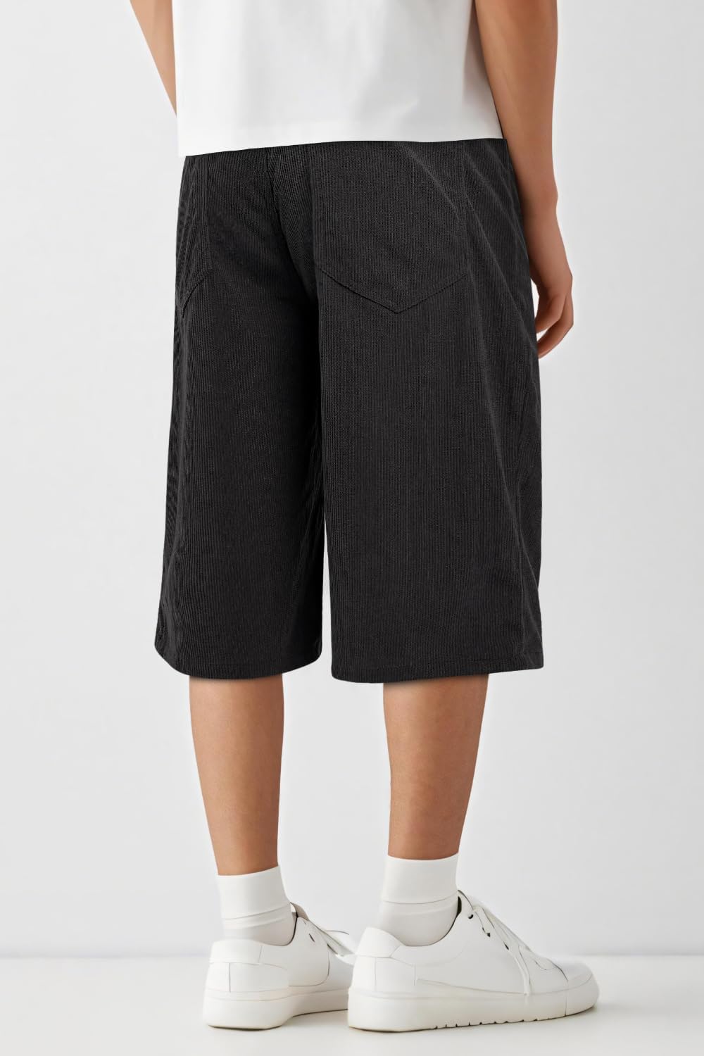 Heyfanee Men's Baggy Corduroy Shorts Loose Fit Lightweight Shorts for Men Below Knee 15 Inch Inseam - Image 3