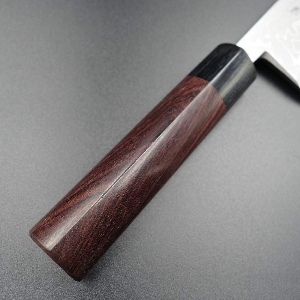 仙助 包丁 出刃 ダマスカス 安来鋼白紙２号 165mm 紫檀シノギ柄 仙助 包丁 出刃 ダマスカス 安来鋼白紙2号 165mm 紫檀シノギ柄