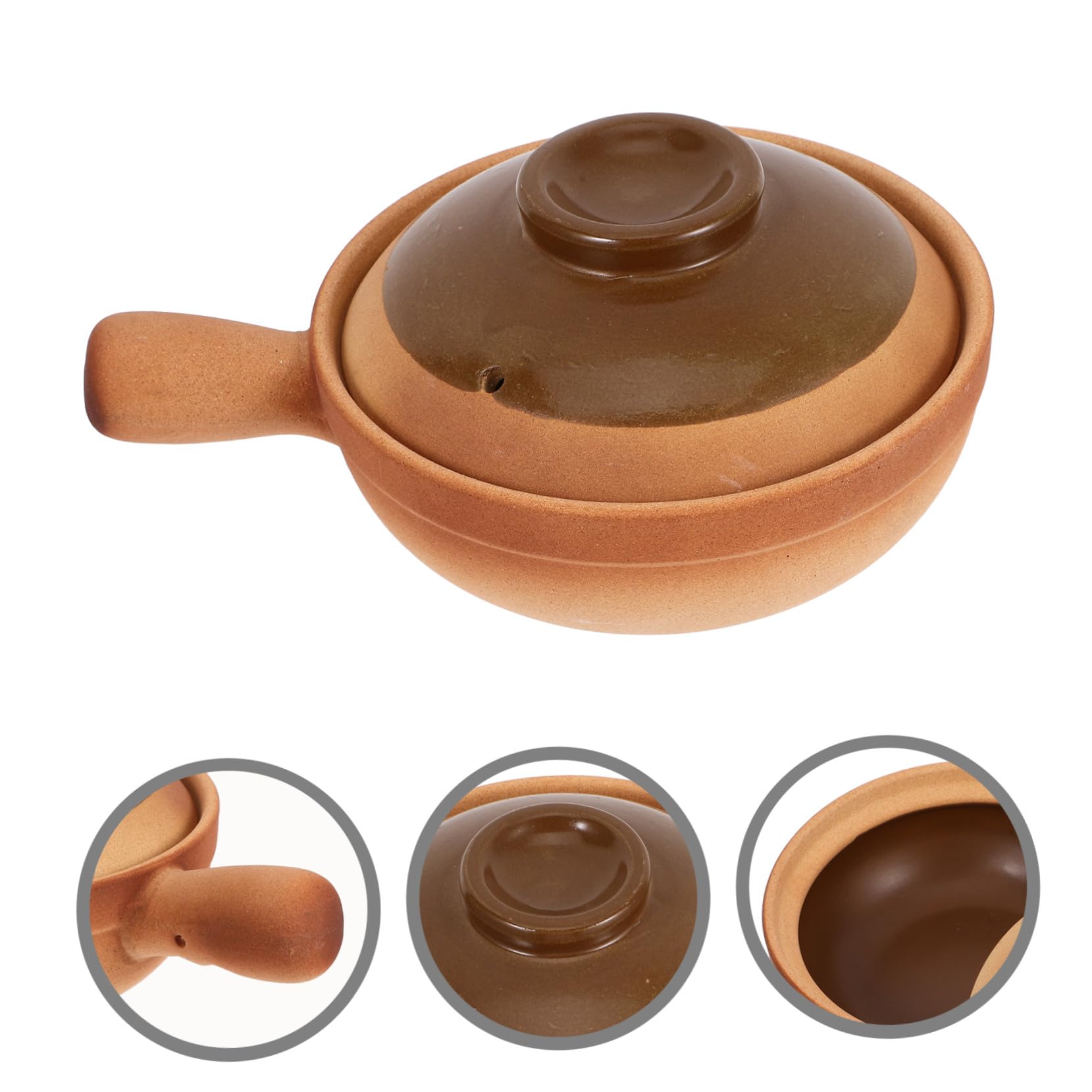 Pentola in Ceramica 850ml con Coperchio per Riso e Porridge | Cottura Tradizionale su Fornello, Facile da Pulire, Resistente al Calore, per Pasti Casalinghi e Take Away