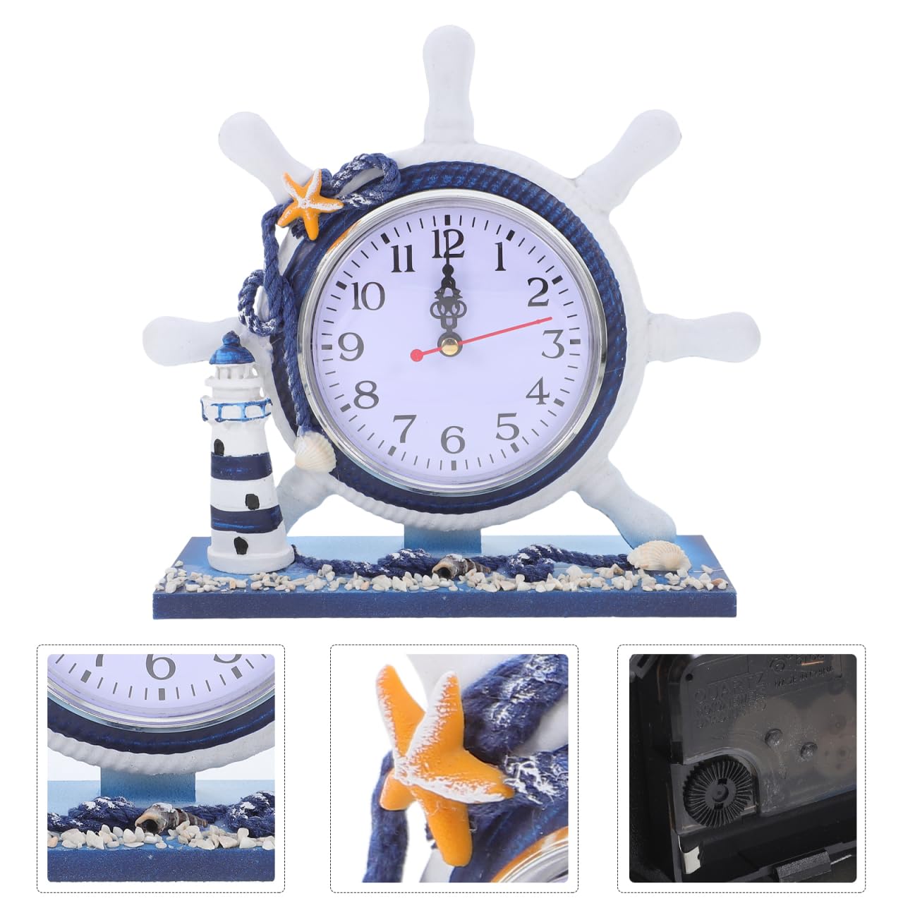 Garneck 1 reloj de oficina para hombre, decoración de oficina, faro, adorno de resina, reloj de oficina, retro, reloj de mesita de noche, reloj silencioso, decoración de salón, reloj de estilo