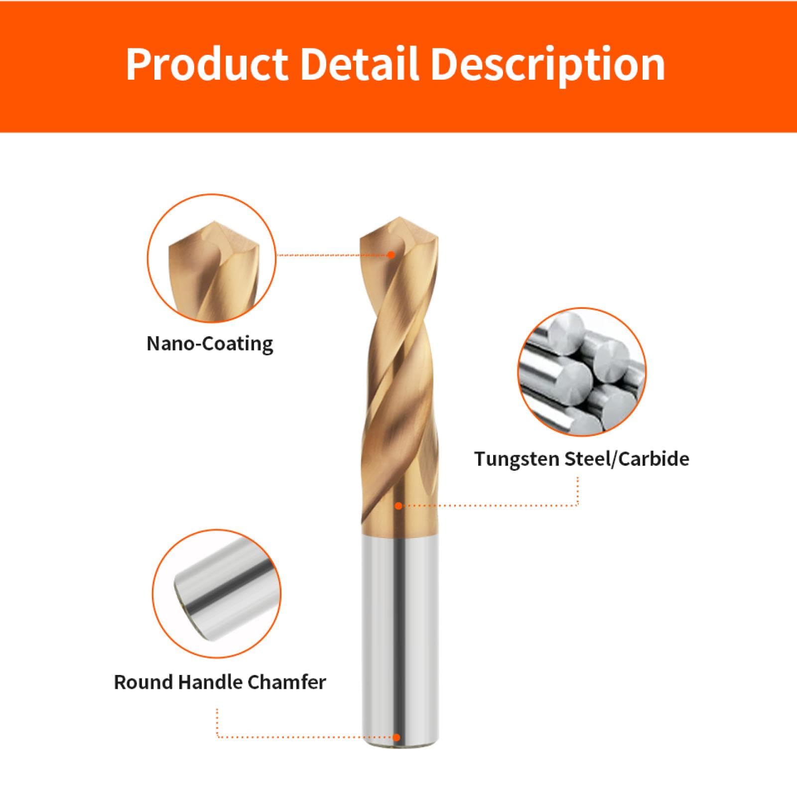 Brocas de carburo Hrc55° Brocas de acero de tungsteno Torno CNC Taladrado de acero inoxidable Herramientas para trabajar metales duros 0,5-20,0 mm (16,1 mm)