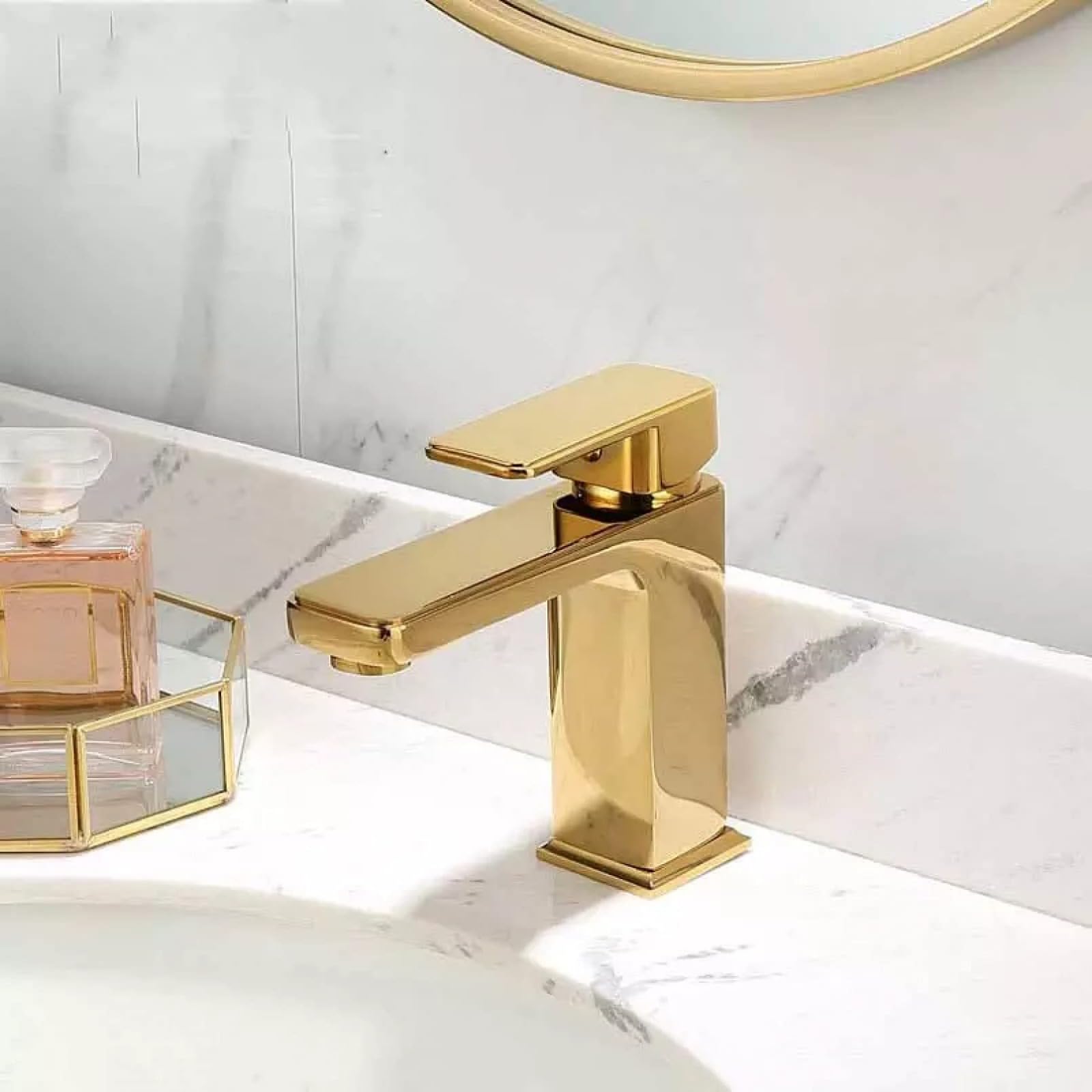 Grifo de baño dorado Grifos de lavabo de latón para lavabo de lavabo de latón con una sola manija