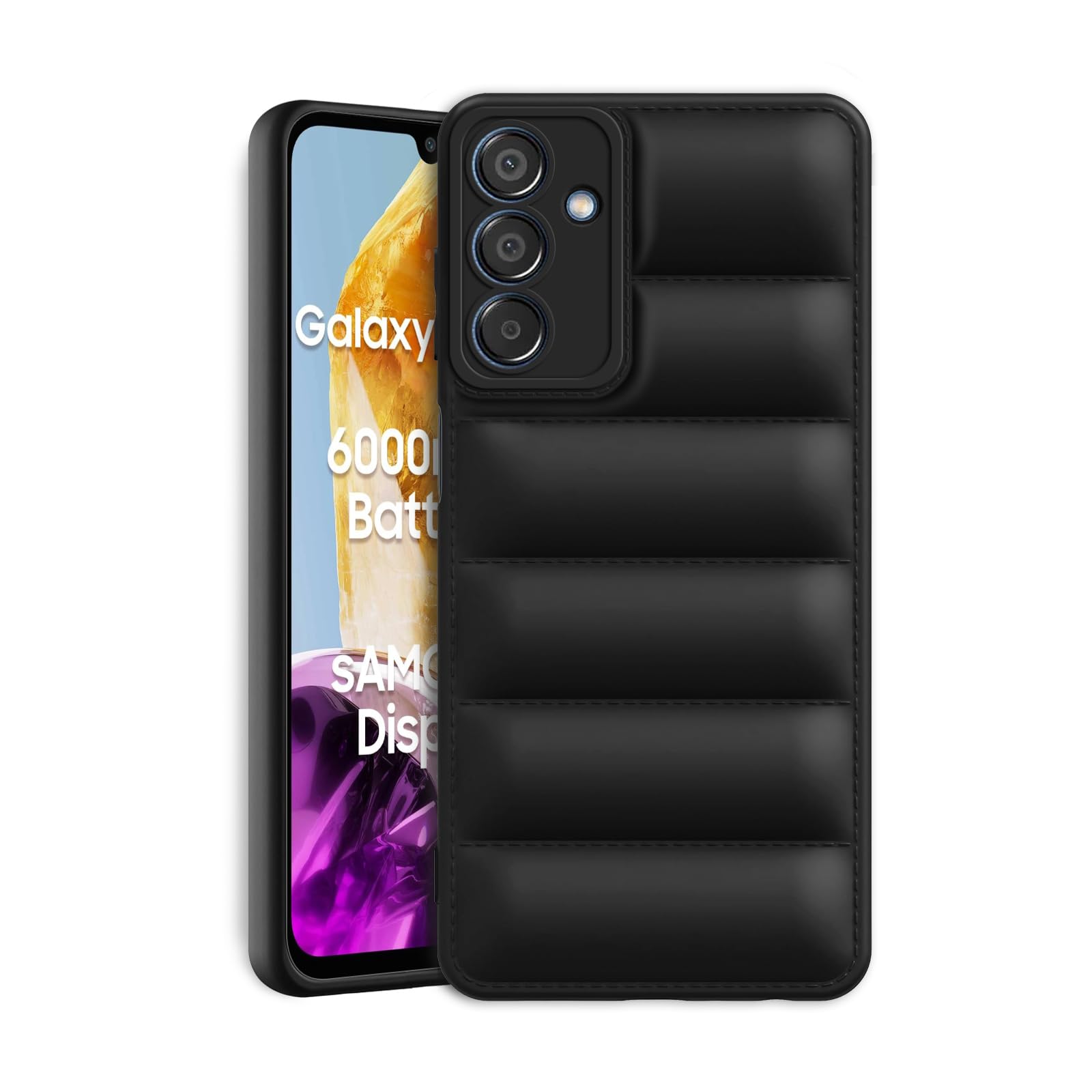 Plus Puffer Case Camera Protection Soft Back Cover for Samsung Galaxy M15 5G | Samsung Galaxy F15 5G - Black (B0D2RPCFXY) Amazon Price History, Amazon Price Tracker