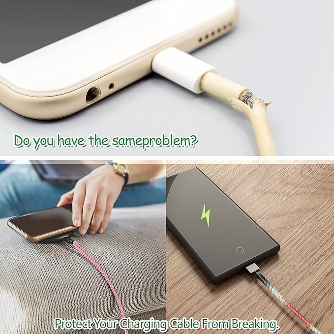 Image of Cable Protector Spiral Plastic Cord Wire Charger Winder for iPhone and Android Charging Cables (Black White)