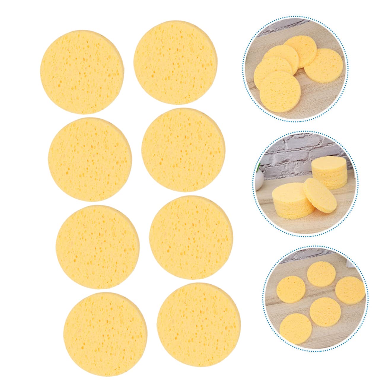 FRCOLOR 5 Set Di Spugne Per Il Viso in Cellulosa Naturale Spugne Per La Pulizia Del Trucco Rotonde 10 Pezzi*5