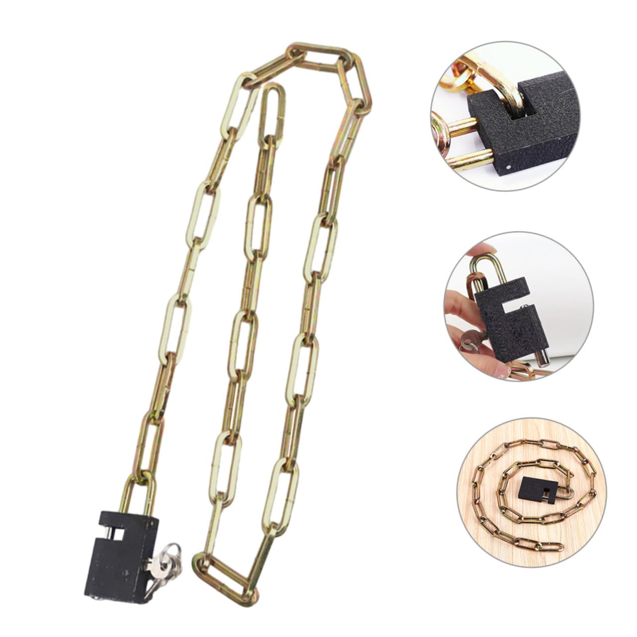 Lucchetto Catena Per Bicicletta in Ferro Lucchetto Di Sicurezza Resistente All Usura Portatile Con Due Chiavi