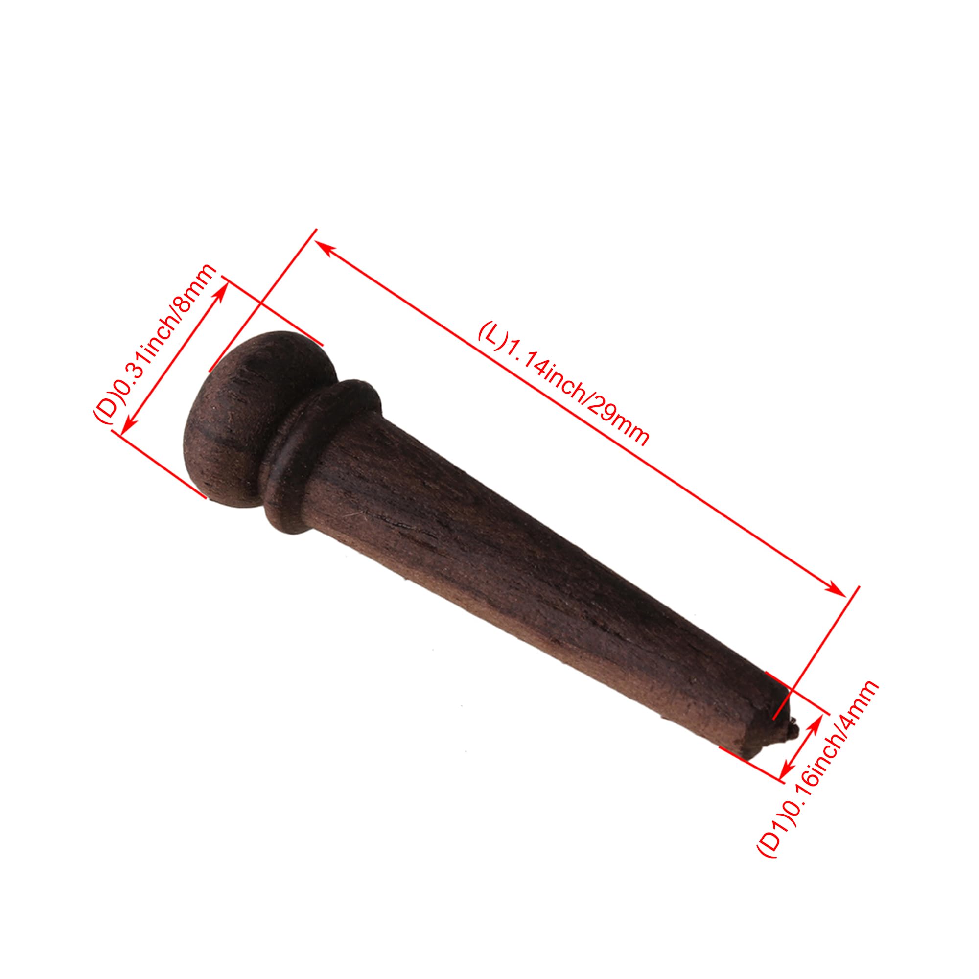 BQLZR Rosewood Acoustic Guitar Bridge Pins for Luthier 1.14"x0.31"x0.16" Pack of 60, Rosewood Color - Image 4