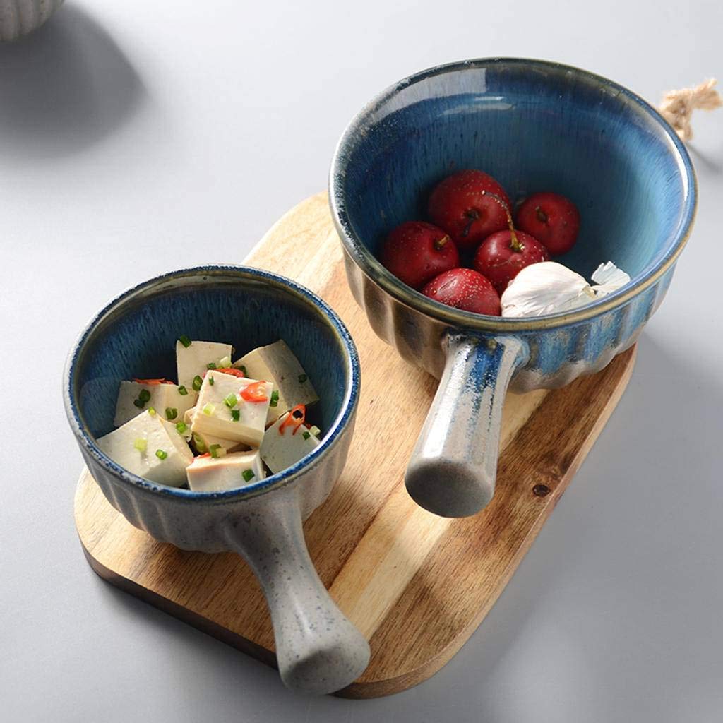 Suppentassenschüsseln nach japanischer Art mit Griff, Keramik American Retro Surface Suppensalat Reis-650ml