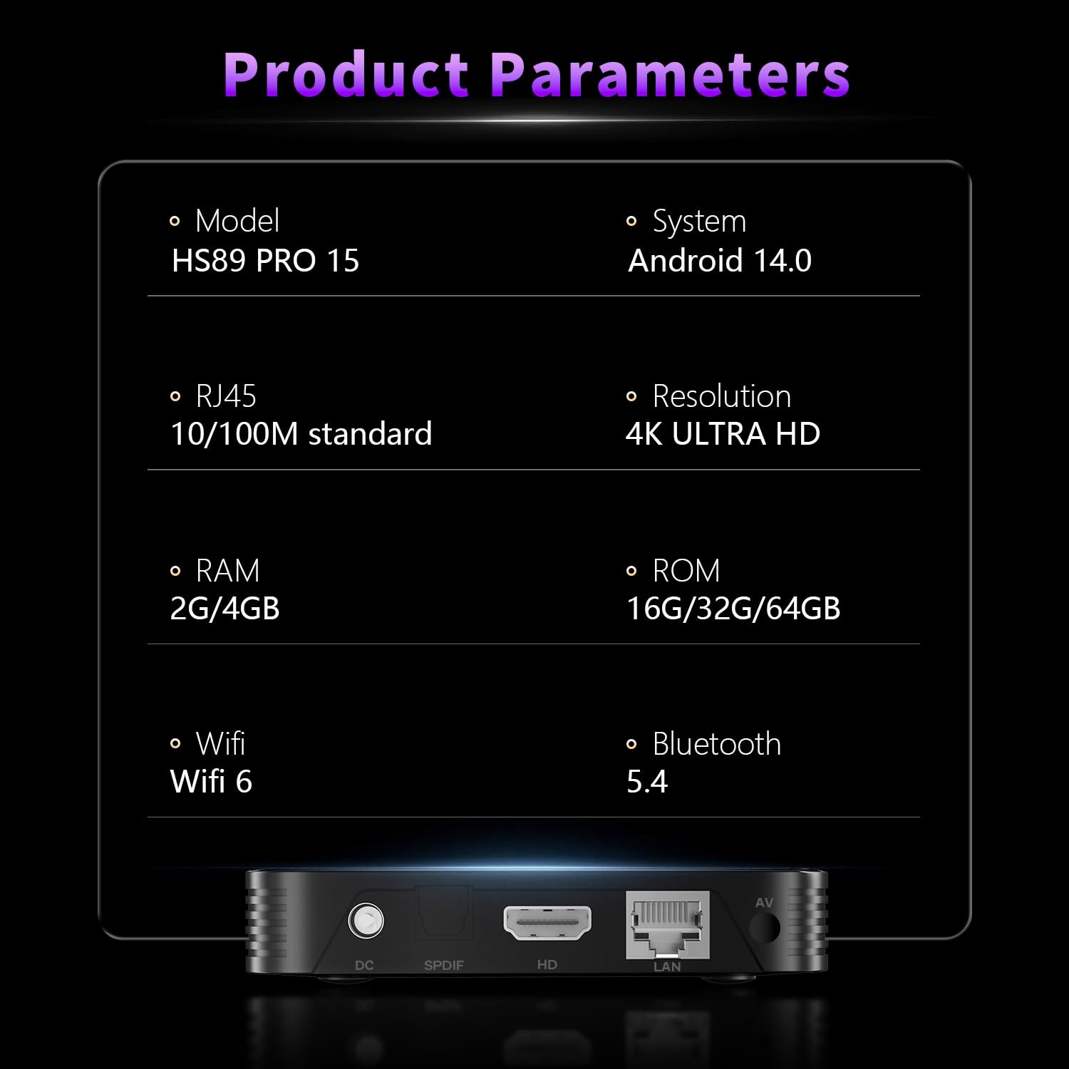 Android 14.0 TV Box, Smart TV Box with RK3539 Quad-Core 64bit Cortex-A55 Mali-G310 GPU, 2G RAM 16G ROM BT V5.4 10/100M Ethernet 4K HD 2.4G/5G Dual-Band WiFi
