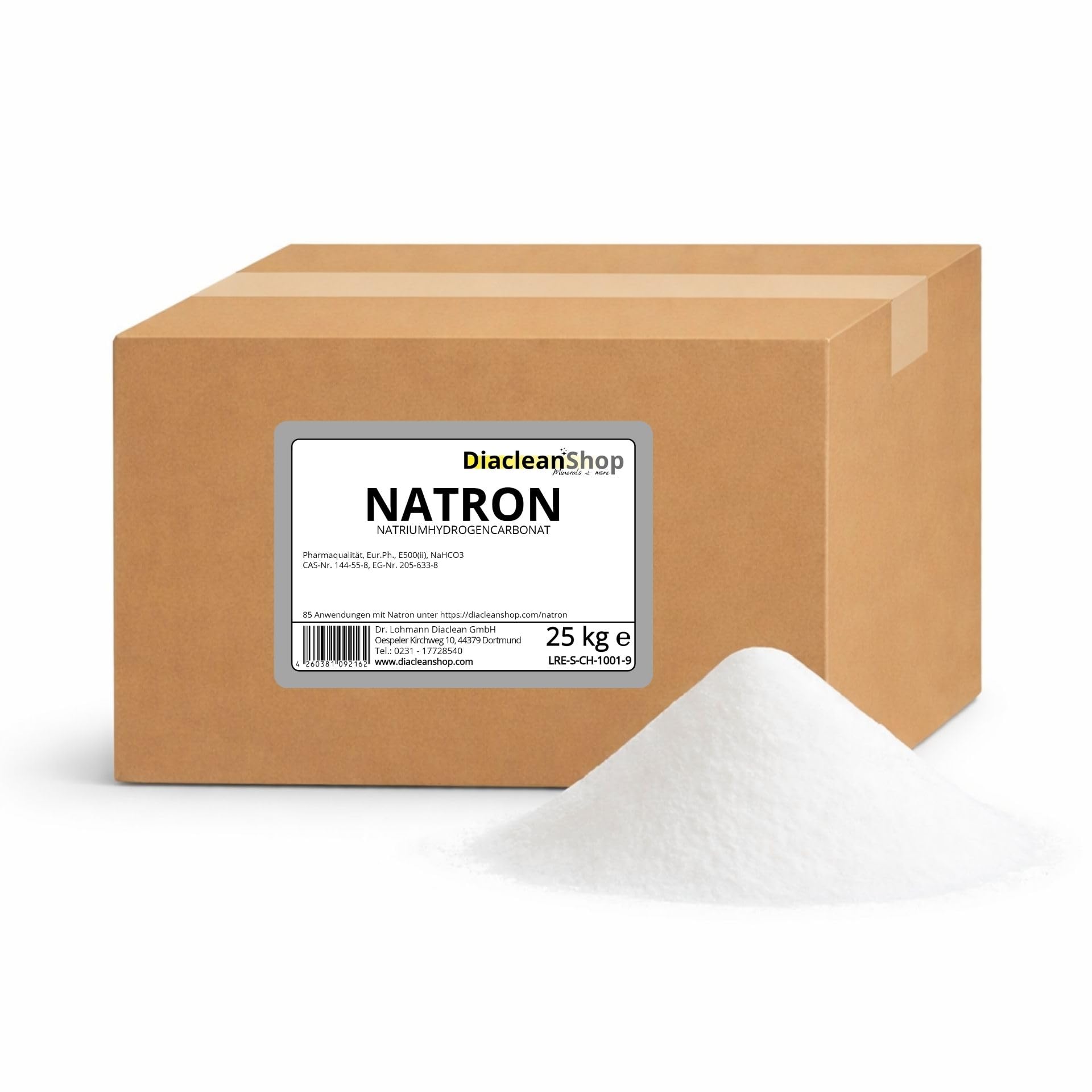 DIACLEANSHOP Natron Pulver 25 kg pharmazeutische Qualität E500ii | Deutsche Herstellung & Abfüllung Für Küche Backen Haushalt Bad Körperpflege DIY