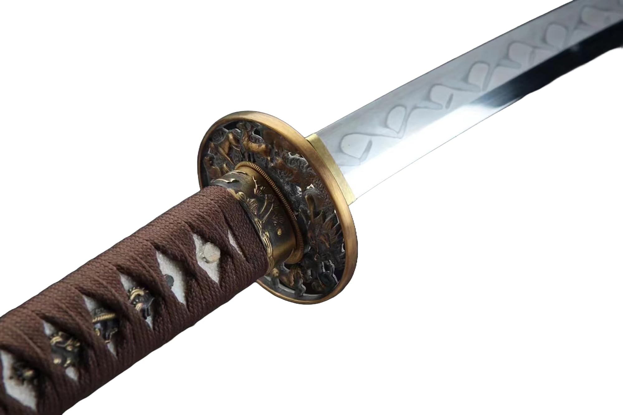 Brown Katana,Japanese Samurai Sword - Hand-Forged Sword Authentic, siwode, Anime Sword, Japanese Swords, Bronze Fitting, Full Tang, Firekirin09