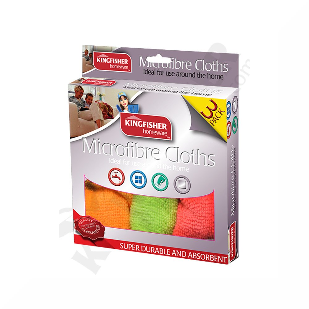Kingfisher 2 Packs Of 3 Microfibre Cloths