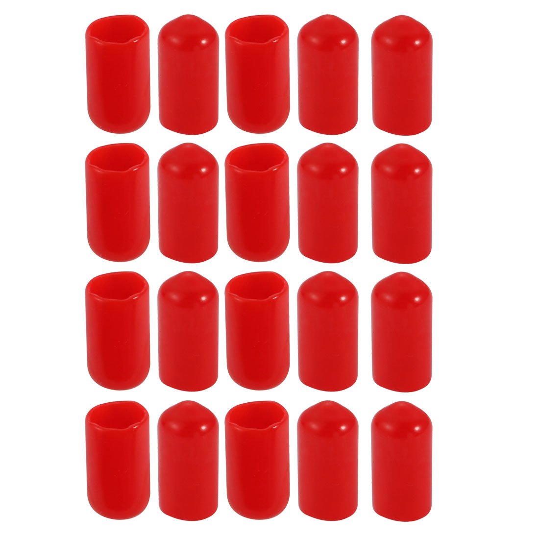 uxcell 20Pcs 8mm Inner Dia PVC Flexible Vinyl End Cap Screw Thread Protector Red