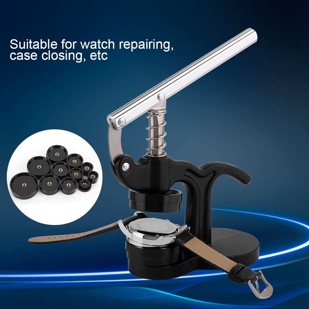 Professional Watch Press Tool with 12 Dies, Metal and ABS Case Closer for Battery Replacement, Watch Repair, and Case Closing
