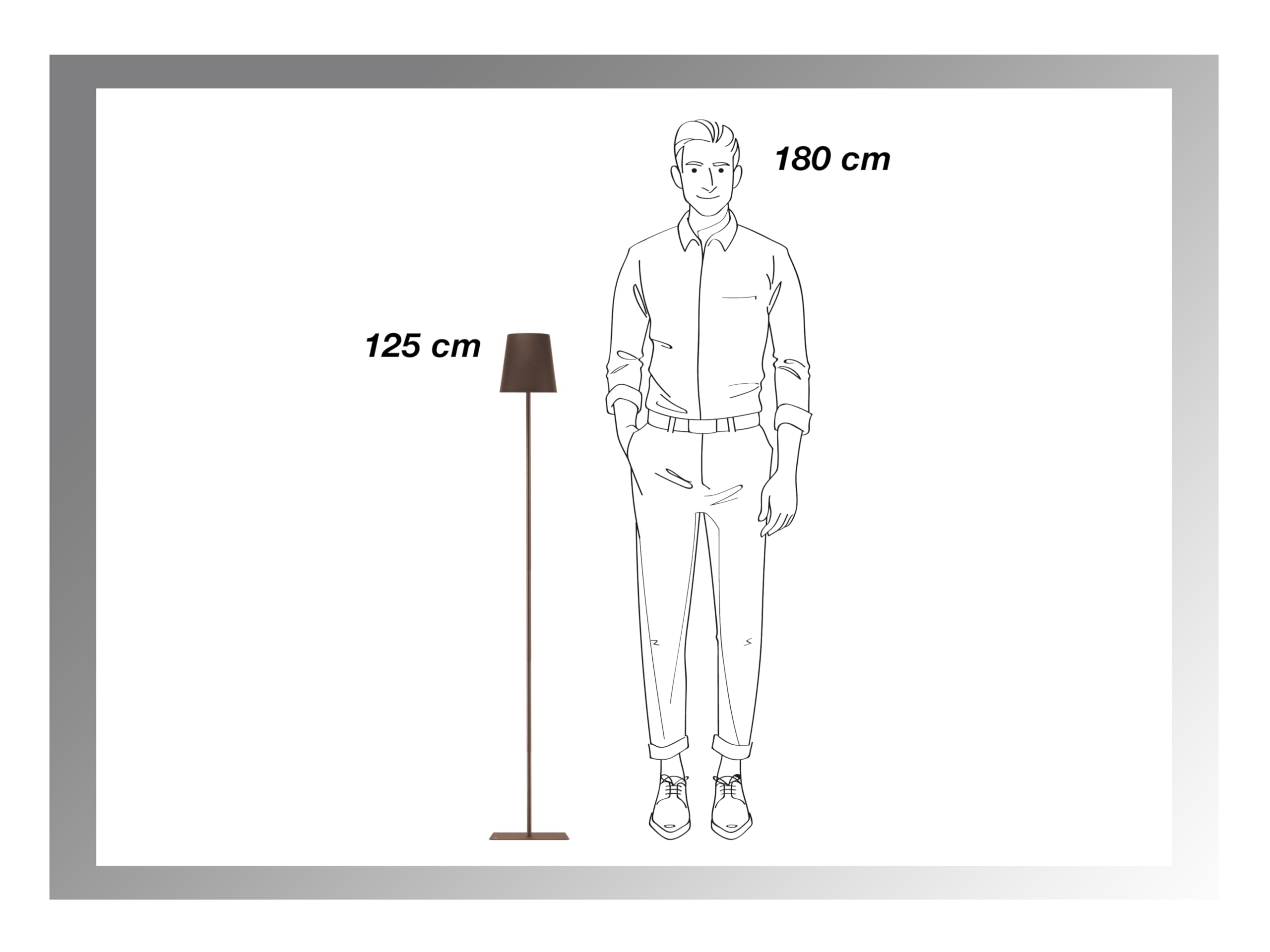 BEPER P201UTP405 XL Lampa Podłogowa z Regulacją Wysokości, Lampa Biurkowa 2.5W, Kabel USB Typu C do Ładowania, 3 Klosze, Corten