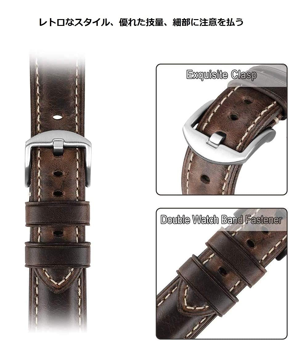 HUAFIY Compatible iWatch Band 38mm 40mm 41mm42mm, Top Grain Leather Band Replacement Strap iWatch Series 10/9/8/7/6/5/4/3/ 2,1,Sport, Ultra (Retro Coffee+silver Buckle, 38mm 40mm41mm)