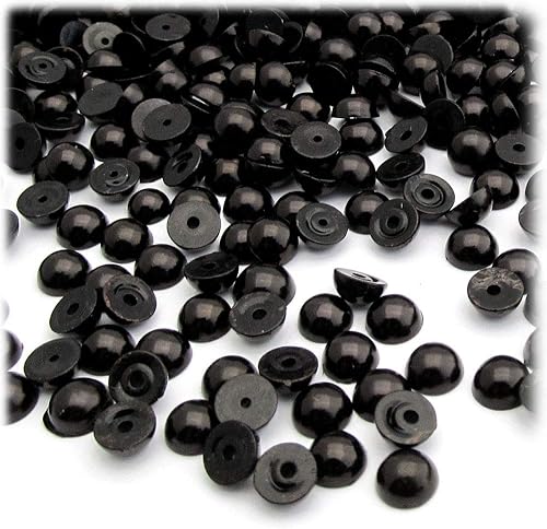 Miniatura 1 de 144 cuentas de media cúpula con acabado perlado, redondas, 0.197 in, color negro tono