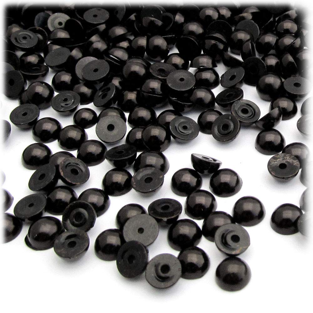 144pc Pearl Finish Half Dome Beads, Round, 5mm, Pitch Black
