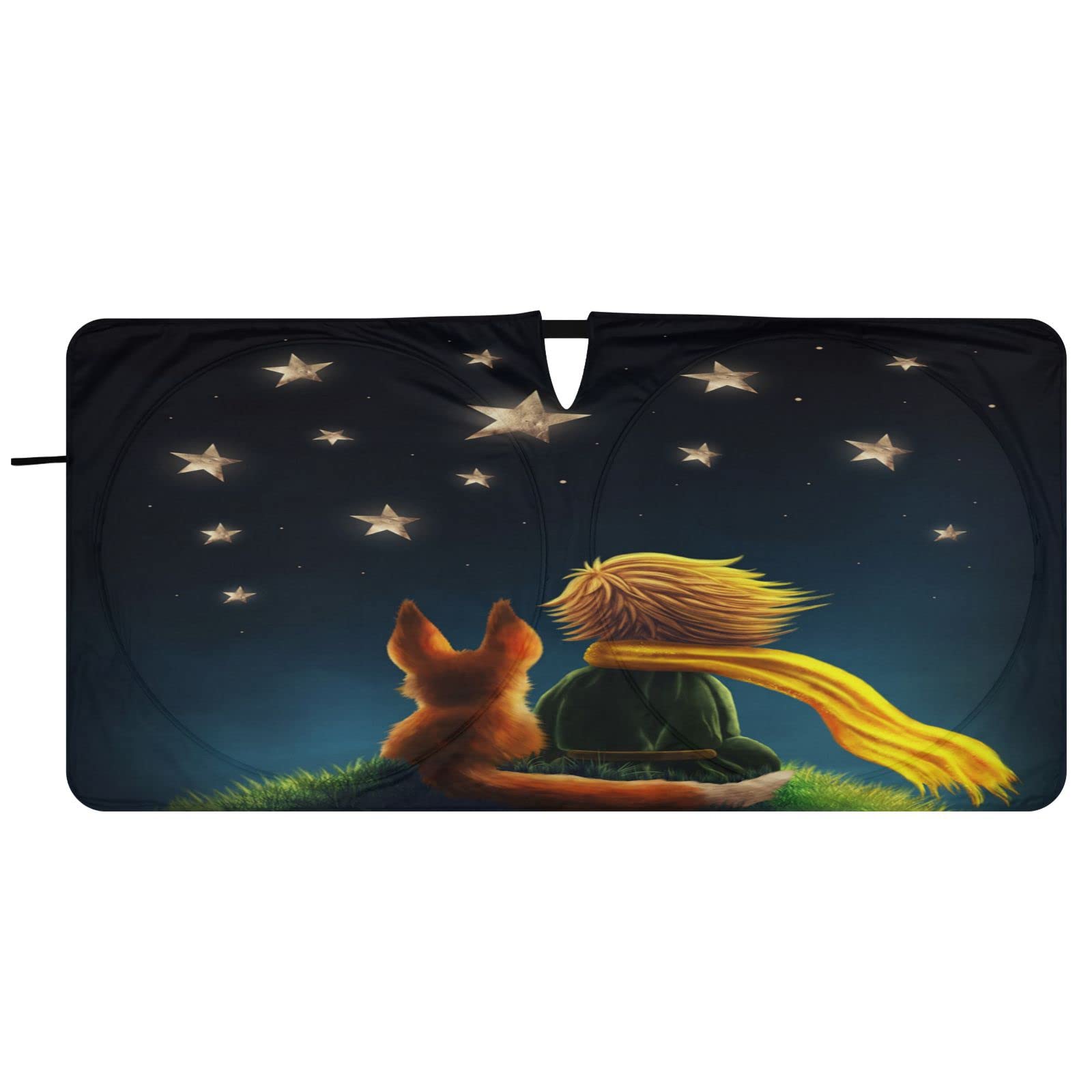 MNSRUUFoldable Car Windshield Sun Shade Prince with Fox Front Windshield Sun Shade Funny Windshield Cover Sun Visor Protector Blocks UV Rays for Car, Truck, SUV, M