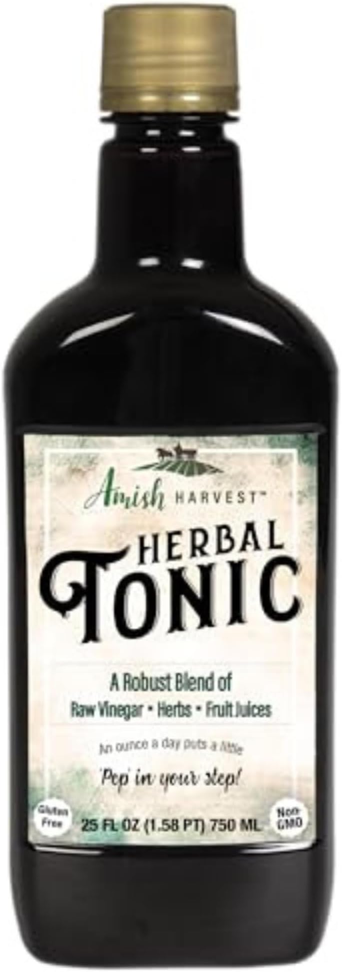 Sipping Apple Cider Vinegar Tonic – 1-Pack of Amish Harvest Elixir with 25 Herbs & Juices like Wildcrafted Apple Cider Vinegar with Mother & Elderberry – Can Aid Immune & Digestive Health 25 Oz.
