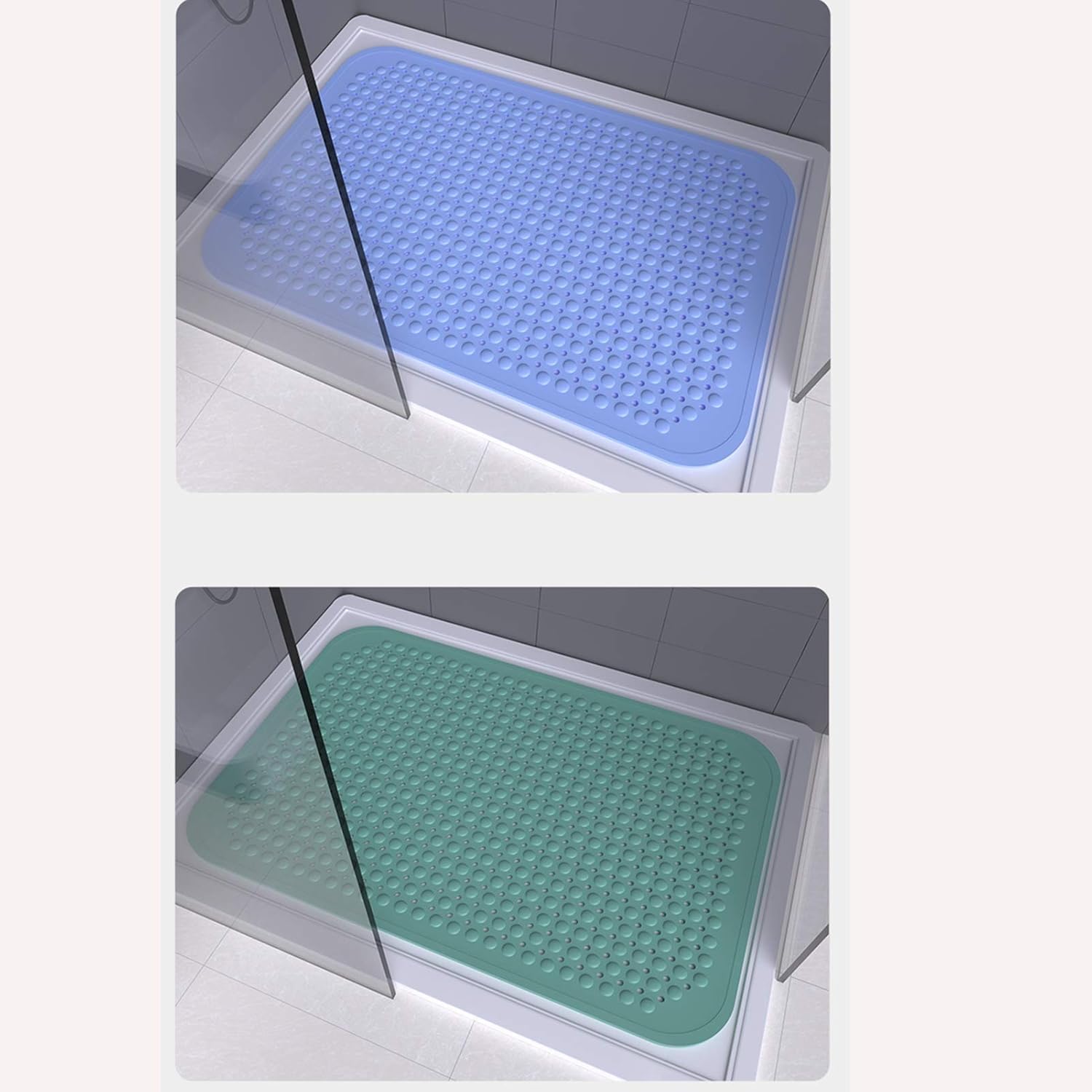 Rechteckige Duschmatte Große Badezimmer Antirutschmatte Haushalt Duschraum Badematte Wc Bodenmatte PVC Fußmassage Badewanne, Sky Blue, 120 * 80cm