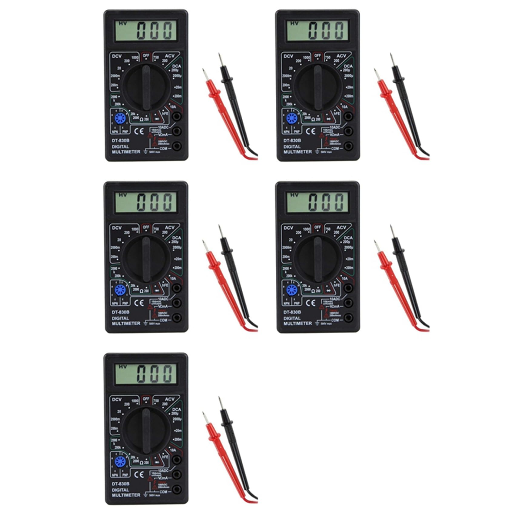 Jnchdghwa As Shown 5X Dt830b Dc/Ac Lcd Digital Multimeter 750/1000V Voltmeter Ammeter Ohm Tester High Safety Handheld Meter