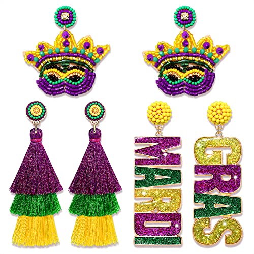 Boucles d'oreilles Mardi Gras en perles pour briller lors des défilés et fêtes de carnaval