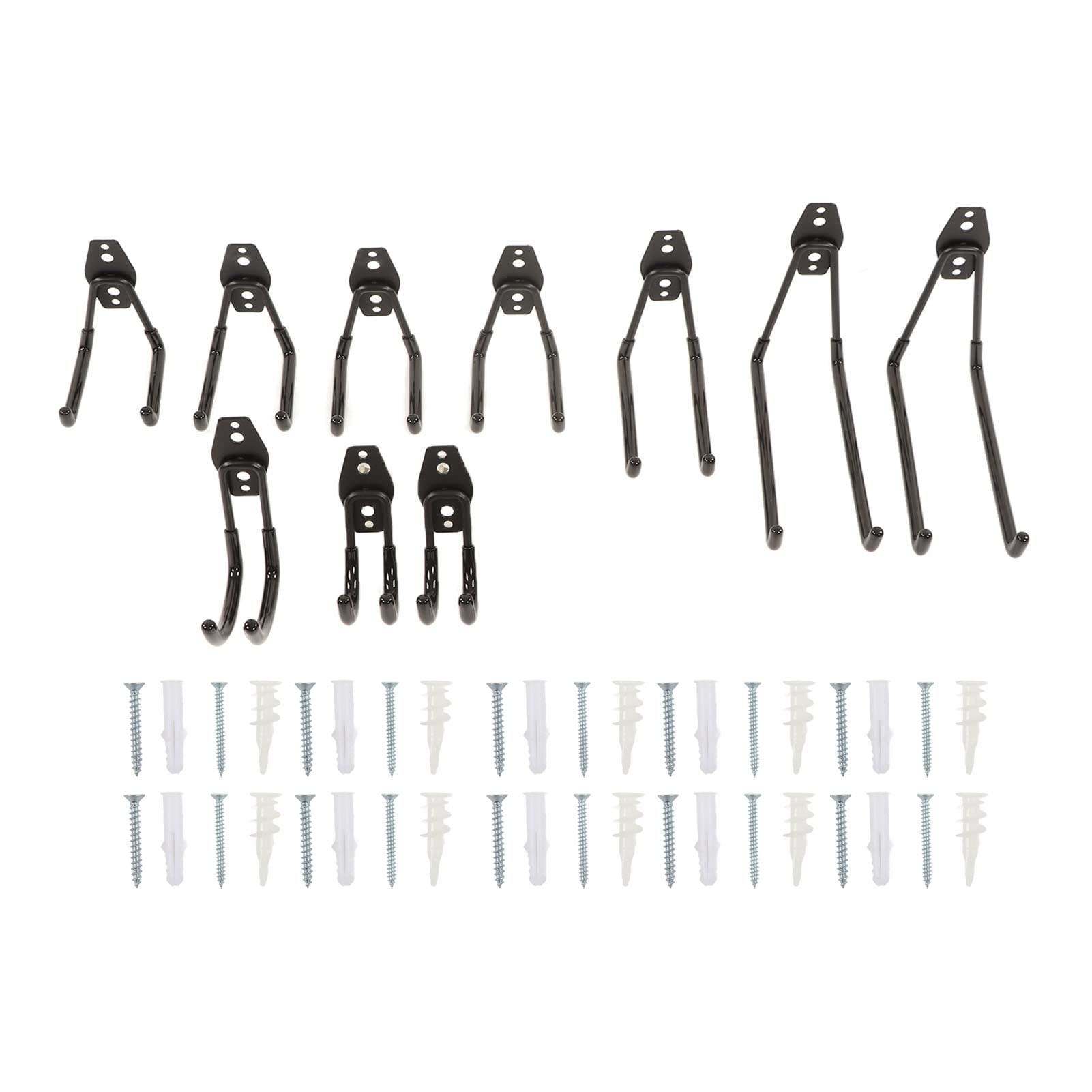 Strapazierfähige Garagen-Wandhaken, Aufbewahrungsorganisator, 10 Stück, Metallhaken für Elektrowerkzeuge, Gartengeräte, Leitern, Schaufeln, Besen, Surfbretter, Eisen, PVC,